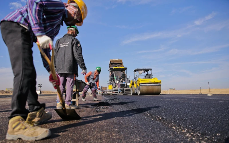 Men working on a highway