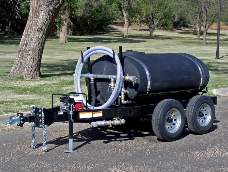 Fire Fighting Trailer with black algae-resistant tank on heavy-duty frame