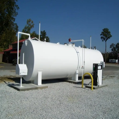 grey farm fuel storage tank