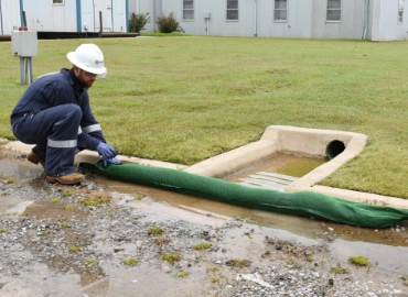 Installing stormwater inlet protection on a municipal street