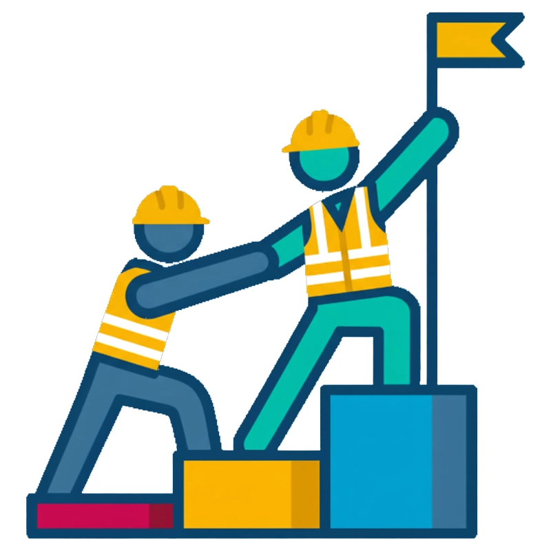 Hard-hat character illustrating municipal jobsite safety