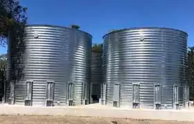 Two Corrugated Tanks Standing Side by Side