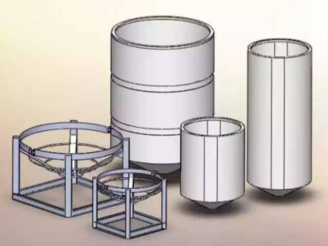 Agricultural Tanks; 3 different tanks of varying sizes alongside two different sized stands
