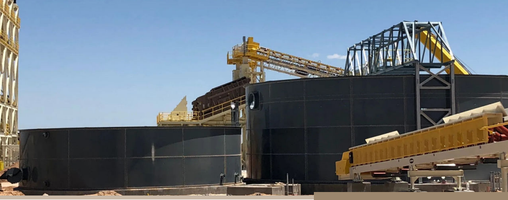 Industrial wastewater storage tanks in facility
